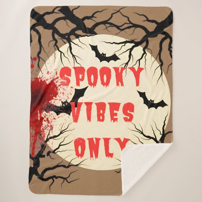 Spooky Vibes nur Halloween-Bat und Blut-Spritzer Sherpadecke (Vorderseite)