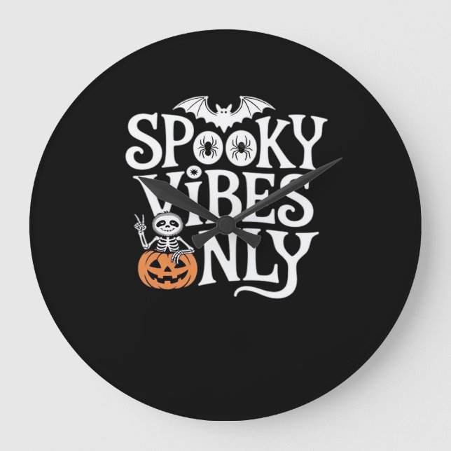 Spooky Vibes nur Halloween Sloth Oversized T-Shir Große Wanduhr (Vorderseite)