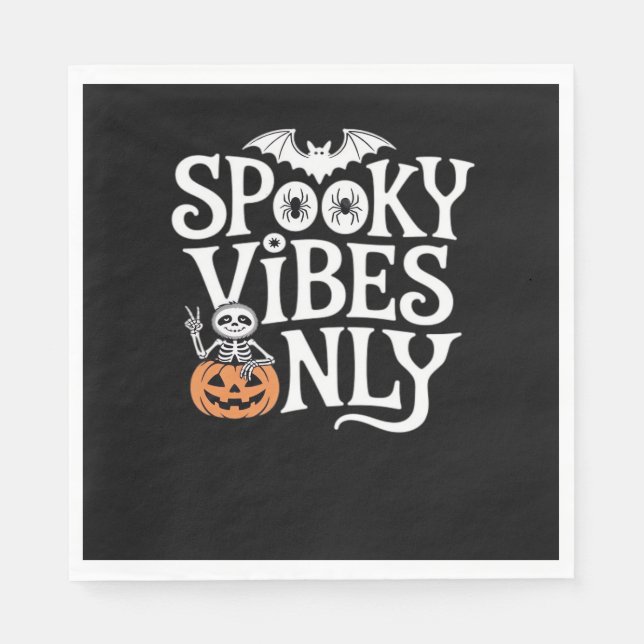 Spooky Vibes nur Halloween Sloth Oversized T-Shir Serviette (Vorderseite)