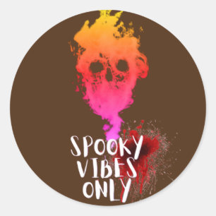 Spooky Vibes Only Red Smoke Skull Halloween Runder Aufkleber