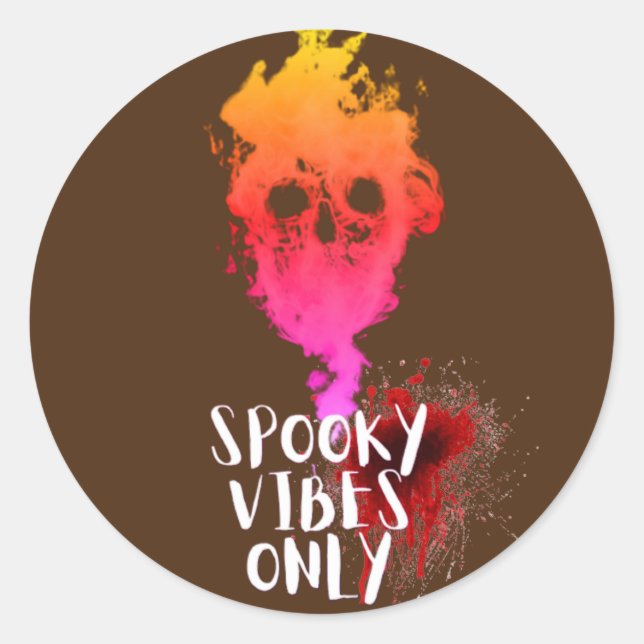 Spooky Vibes Only Red Smoke Skull Halloween Runder Aufkleber (Vorderseite)