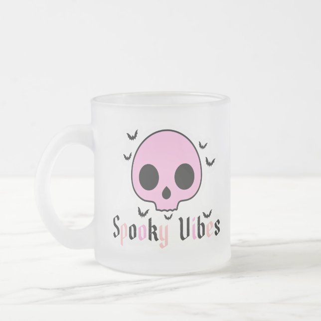 Spooky Vibes - Pink Skull & Bat Halloween Mattglastasse (Links)