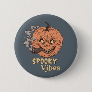 Spooky Vibes Rauchen Kürbislaterne Halloween Button