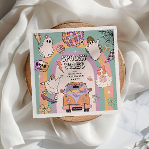 Spooky Vibes Retro Fun Halloween-Party Serviette