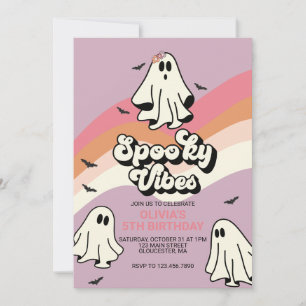 Spooky Vibes Retro Halloween Ghost Geburtstag Einladung