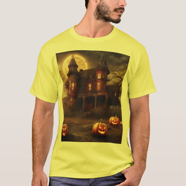 Spooky Viktorianisch Mansion Halloween Design T -  T-Shirt (Vorderseite)