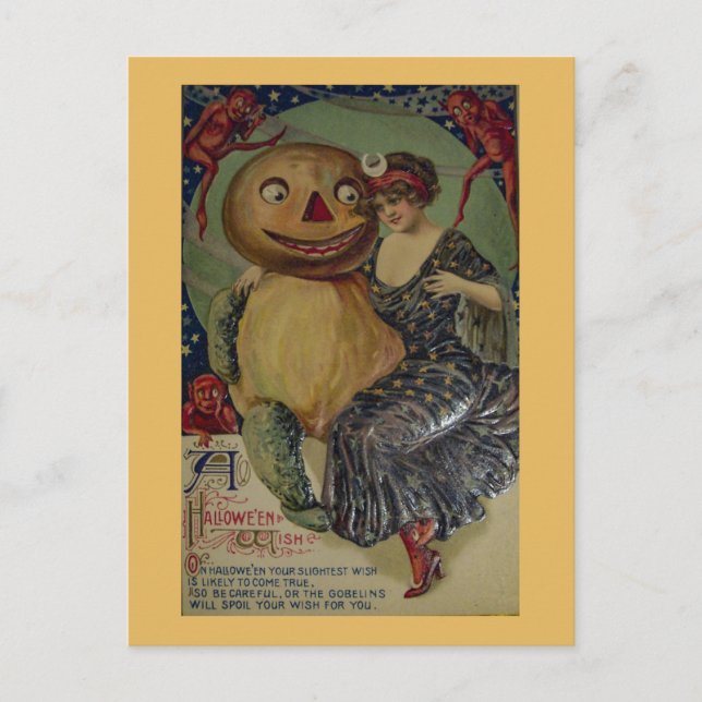 Spooky Vintag Halloween Postkarte (Vorderseite)