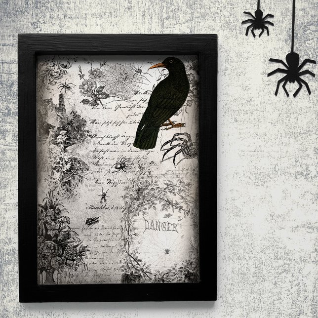 Spooky Vintag Halloween Spider & Raven Ephemera Seidenpapier (Von Creator hochgeladen)