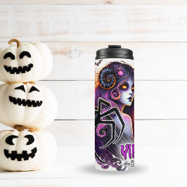 SPOOKY VIRGO ZODIAC HALLOWEEN THERMOSBECHER