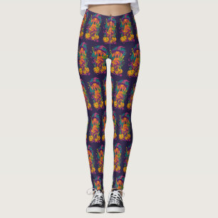 Spooky Vizsla Hund Halloween Hexe und Pumpkin Leggings