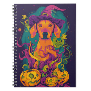 Spooky Vizsla Hund Halloween Hexe und Pumpkin Notizblock