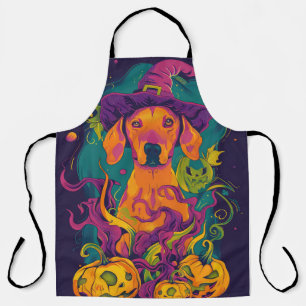Spooky Vizsla Hund Halloween Hexe und Pumpkin Schürze
