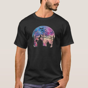 Spooky Wasserfarbe Vollmond Friedhof Türen Gravest T-Shirt