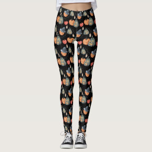 Spooky Watercolor Pumpkins Leggings