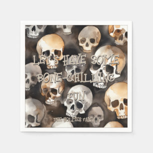 Spooky Watercolor Skulls Halloween Serviette