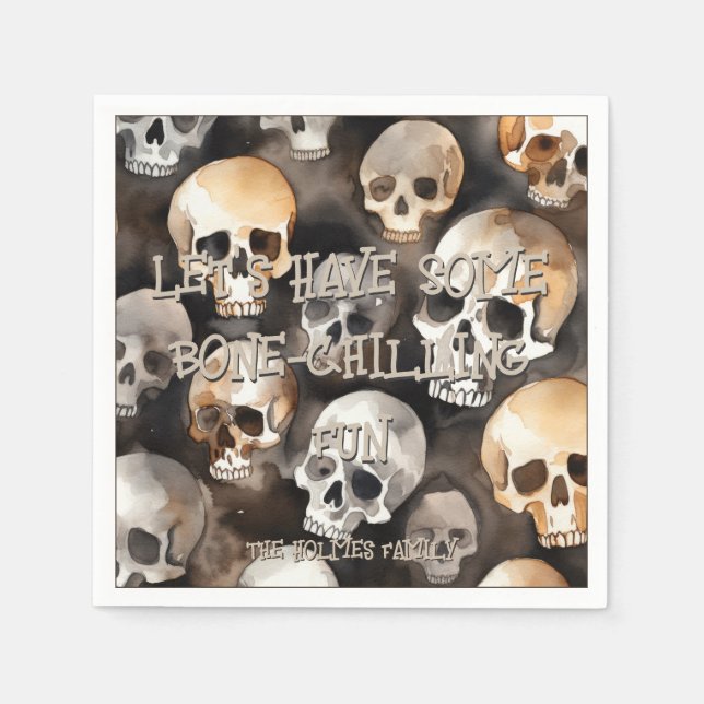 Spooky Watercolor Skulls Halloween Serviette (Vorderseite)