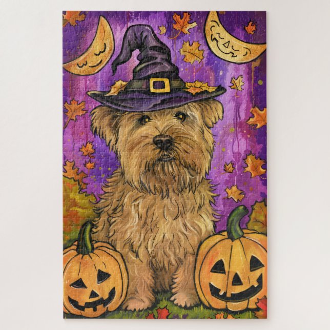 Spooky Wheaten Terrier Dog Halloween Hexenkürbis (Vertikal)