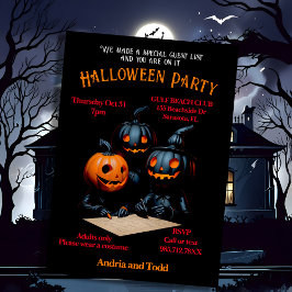 Spooky whimsical Kürbisköpfe Figuren Halloween Einladung