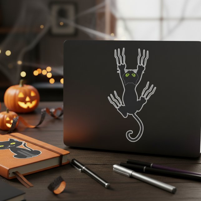 Spooky Whiskers Halloween Black Cat Aufkleber (Spooky Whiskers Halloween Black Cat Sticker)