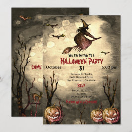 Spooky Witch Pumpkins Halloween-Party Einladung