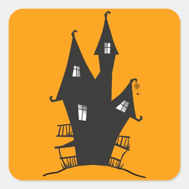 Spooky Witch's House Square Stickers (Vorderseite)