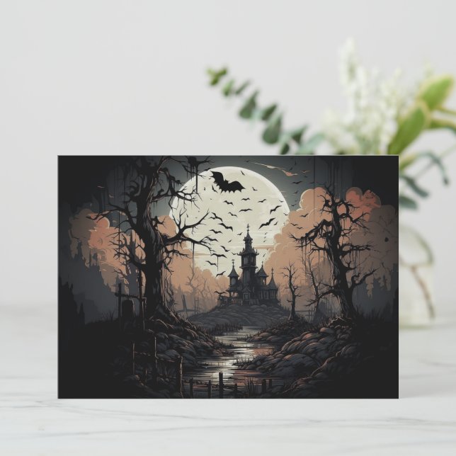 Spooky Woods Halloween-Party Einladung (Stehend Vorderseite)