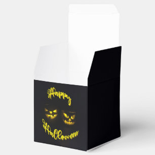 Spooky yellows Frohes Halloween-Textkürbis Geschenkschachtel