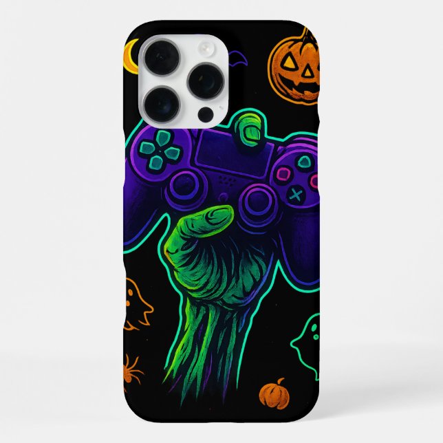 Spooky Zombie Gamer Halloween-Keuchkissen iPhone 16 Pro Max Hülle (Rückseite)