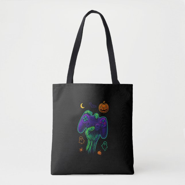 Spooky Zombie Gamer Halloween-Keuchkissen Tasche (Vorderseite)