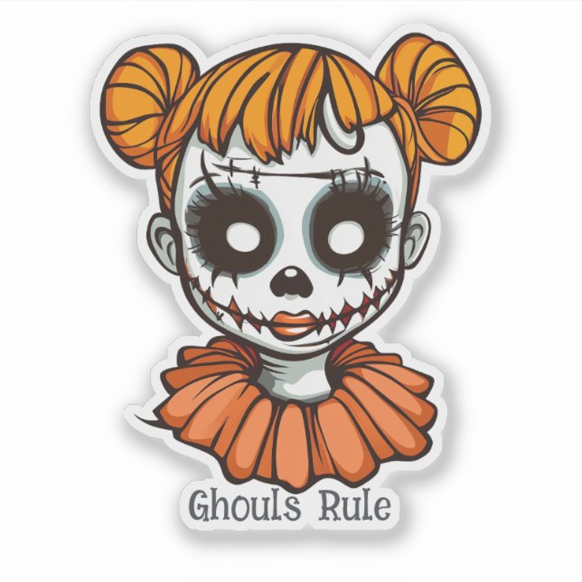 Spooky Zombie Girl Aufkleber (Vorderseite)