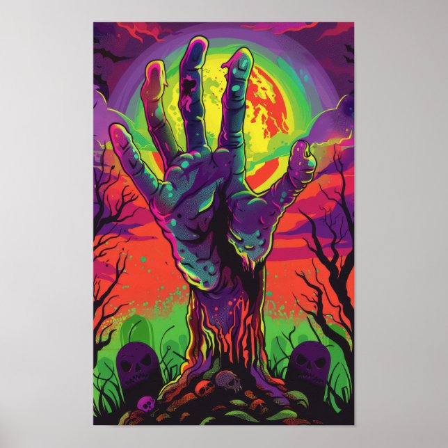 Spooky Zombie Hand Rising Poster (Vorne)