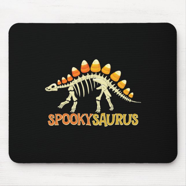 Spookysaurus Candy Corn Dinosaur Skelett Frohes Ha Mousepad (Vorne)