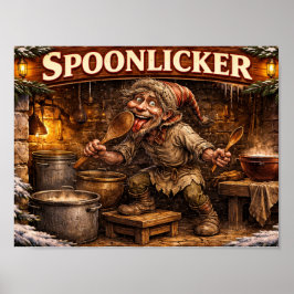 Spoon Licker Icelandic Yule Lad postcard  Poster