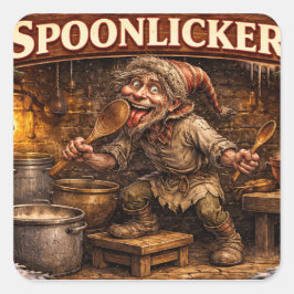 Spoon Licker Icelandic Yule Lad postcard  Quadratischer Aufkleber