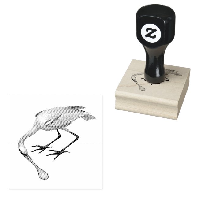 Spoonbill Birds Vintag Illustrations Gummistempel (Stempel)
