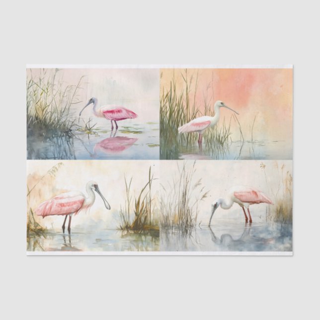 Spoonbill Collage 1 Decoupage Paper Seidenpapier (Vorderseite)