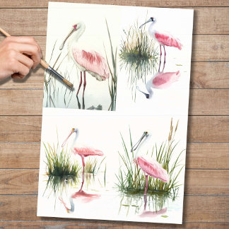 Spoonbill-Collage 2 Dekoupage Seidenpapier