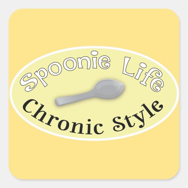 Spoonie Style - Gelb Quadratischer Aufkleber (Vorderseite)