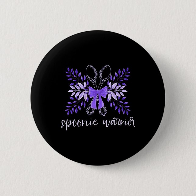 Spoonie Warrior Fibro Lupus Müdigkeit Migräne Purp Button (Vorderseite)