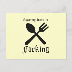 SPOONING FÜHRT ZUM FORKEN POSTKARTE