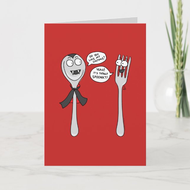 Spoonky - Funny Halloween Grußkarte Karte (Vorderseite)