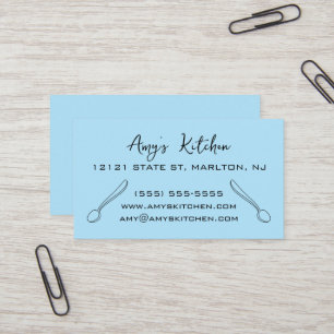 Spoons Pastel Blue Business Cards Visitenkarte