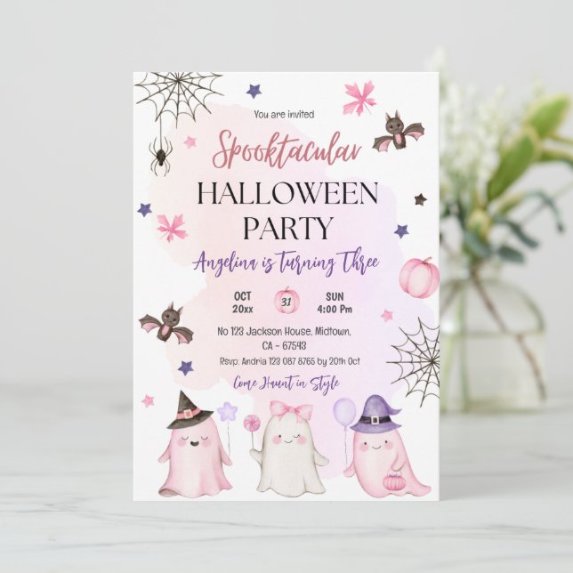 Sporoktacular 3. Geburtstag Halloween Einladung (Stehend Vorderseite)