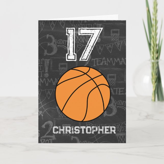 Sport 17. Geburtstag Basketball Karte (Vorderseite)