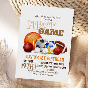 Sport 1. Geburtstag Party Sport Erster Geburtstag Einladung