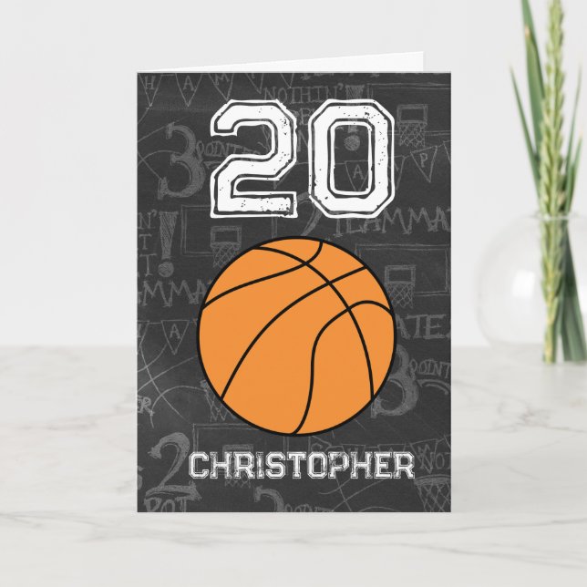 Sport 20. Geburtstag Basketball Karte (Vorderseite)