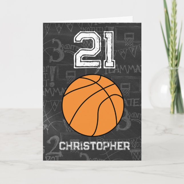 Sport 21. Geburtstag Basketball Karte (Vorderseite)