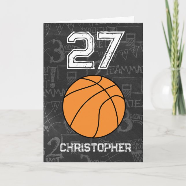Sport 27. Geburtstag Basketball Karte (Vorderseite)