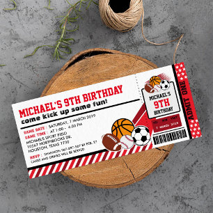 Sport All Star Bicket Pass Invitation Anniversaire