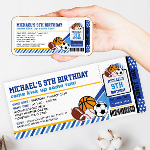 Sport All Star Bicket Pass Invitation Anniversaire